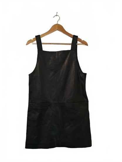 Maje Black Leather Dress with Front Pockets - Size 1