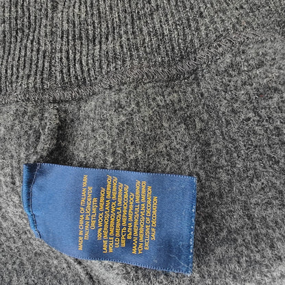 Polo Ralph Lauren 100% Merino Wool Zip Hoodie Sweater L Charcoal Gray