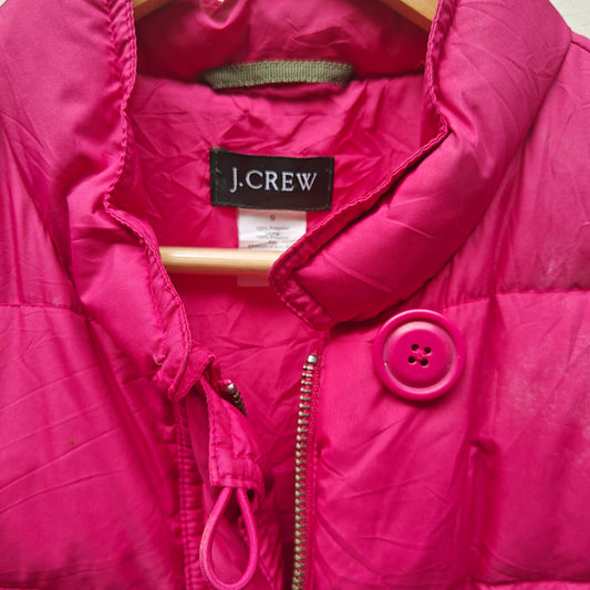 J.Crew Magenta Puffer Vest Quilted Button Front Stand Collar Size S