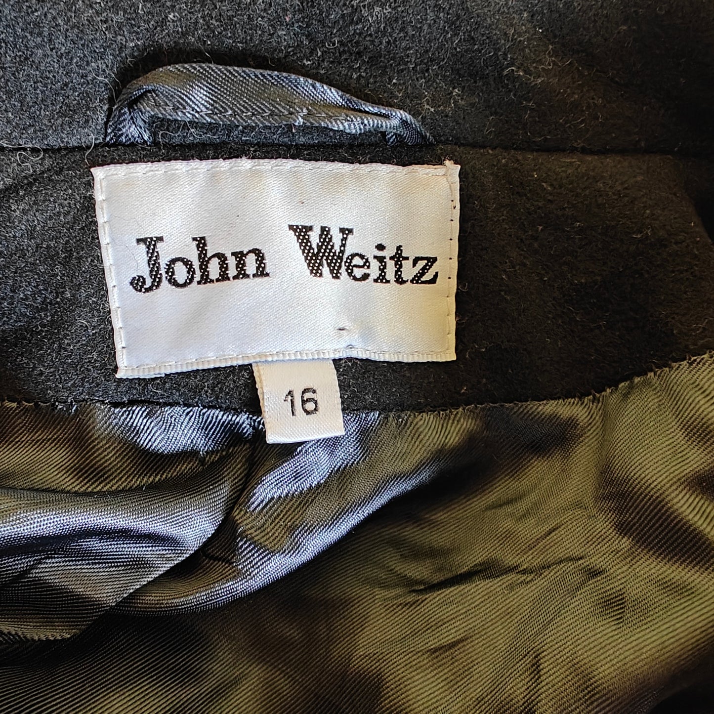 Vintage John Weitz Cashmere & Lambswool Long Black Coat Women’s 16