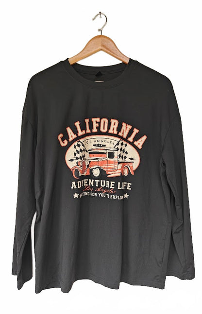 Shein Black Long Sleeve Graphic Tee - XL