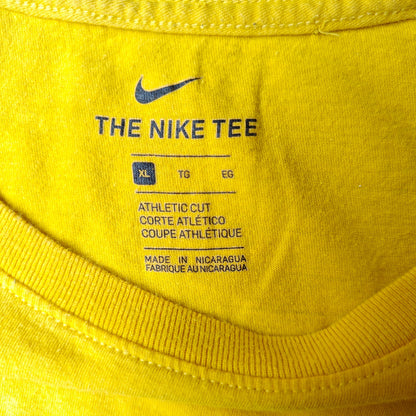 Nike Yellow Long Sleeve T-Shirt Mens Large Faded Logo Minimalist Streetwear
