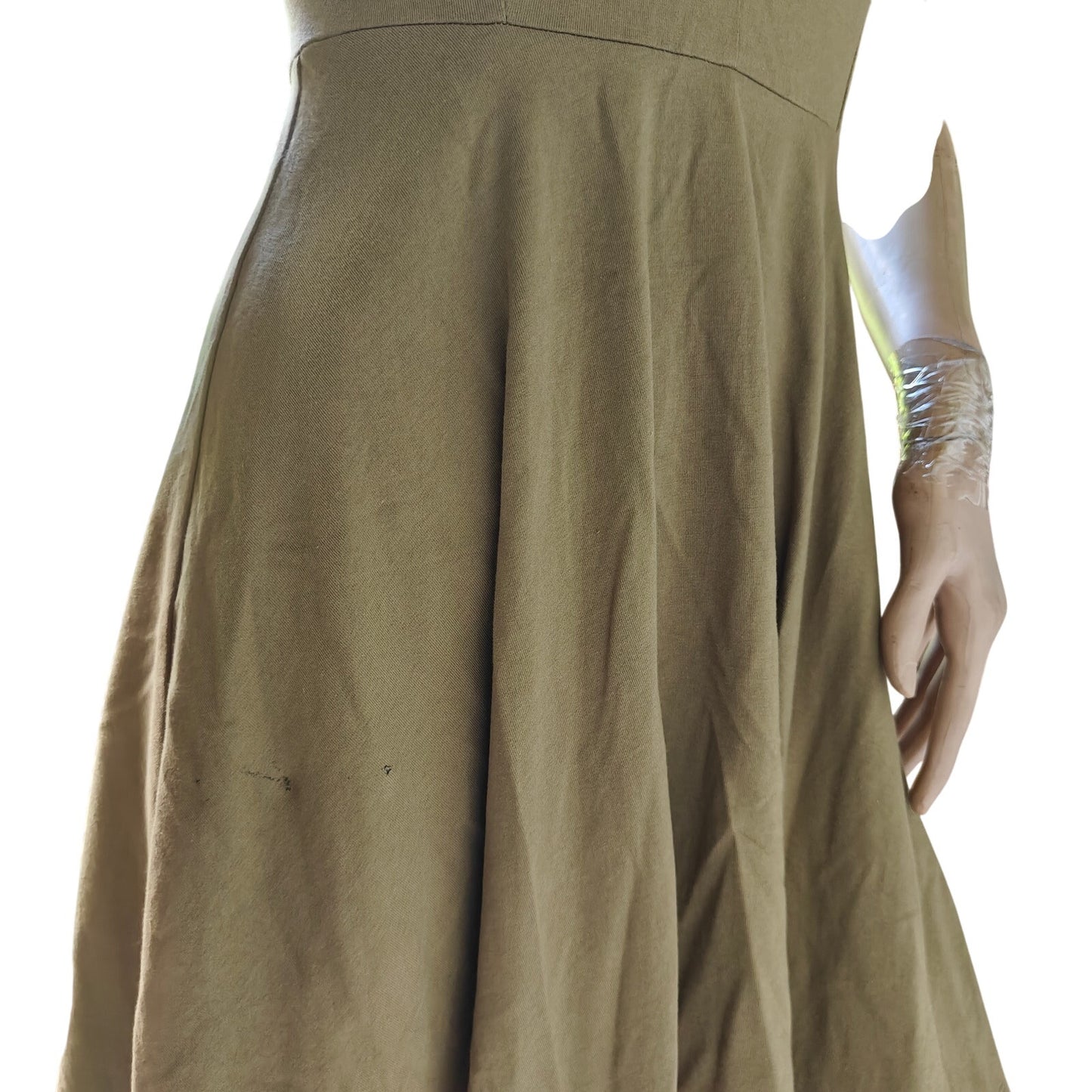 Forever 21 Olive Green Fit & Flare Mini Dress Spaghetti Strap Skater Style