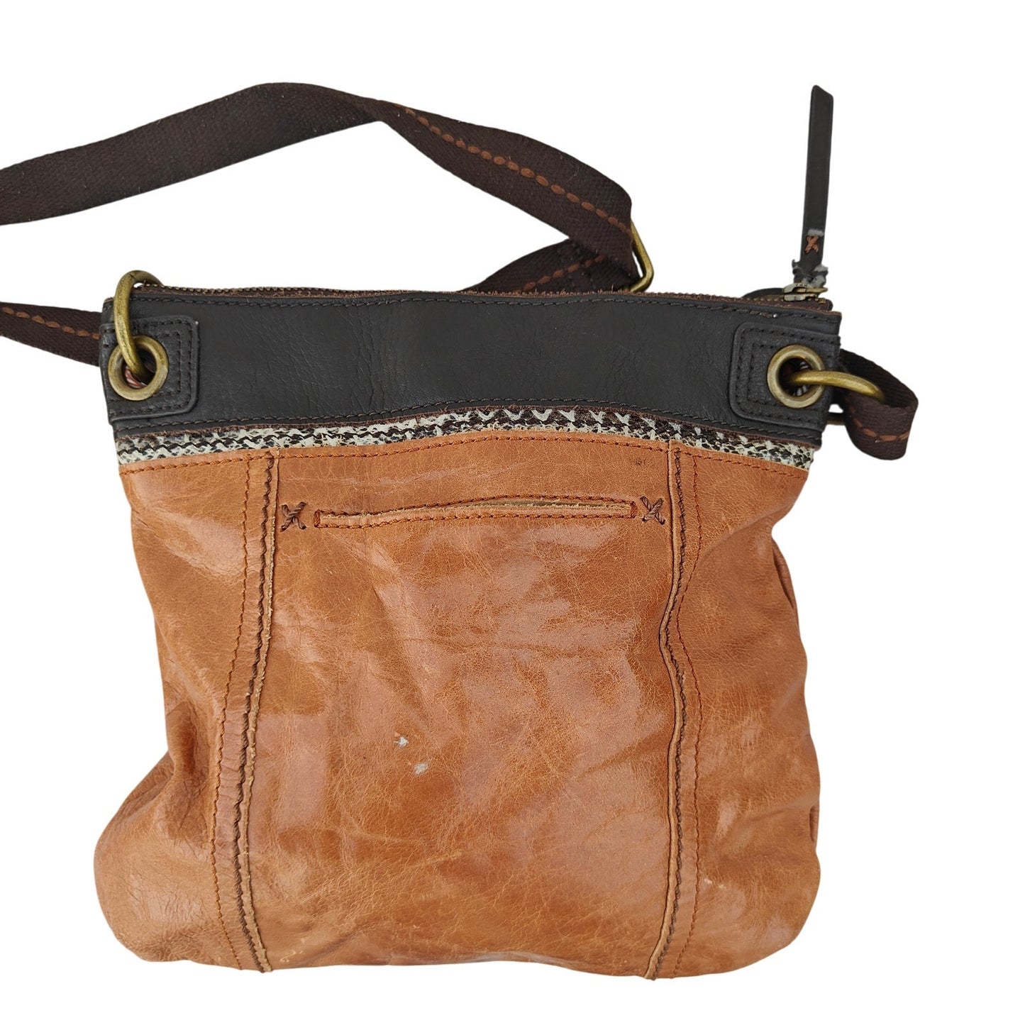 Sakroots The Sak Leather Crossbody Bag Brown Boho Adjustable Strap Small