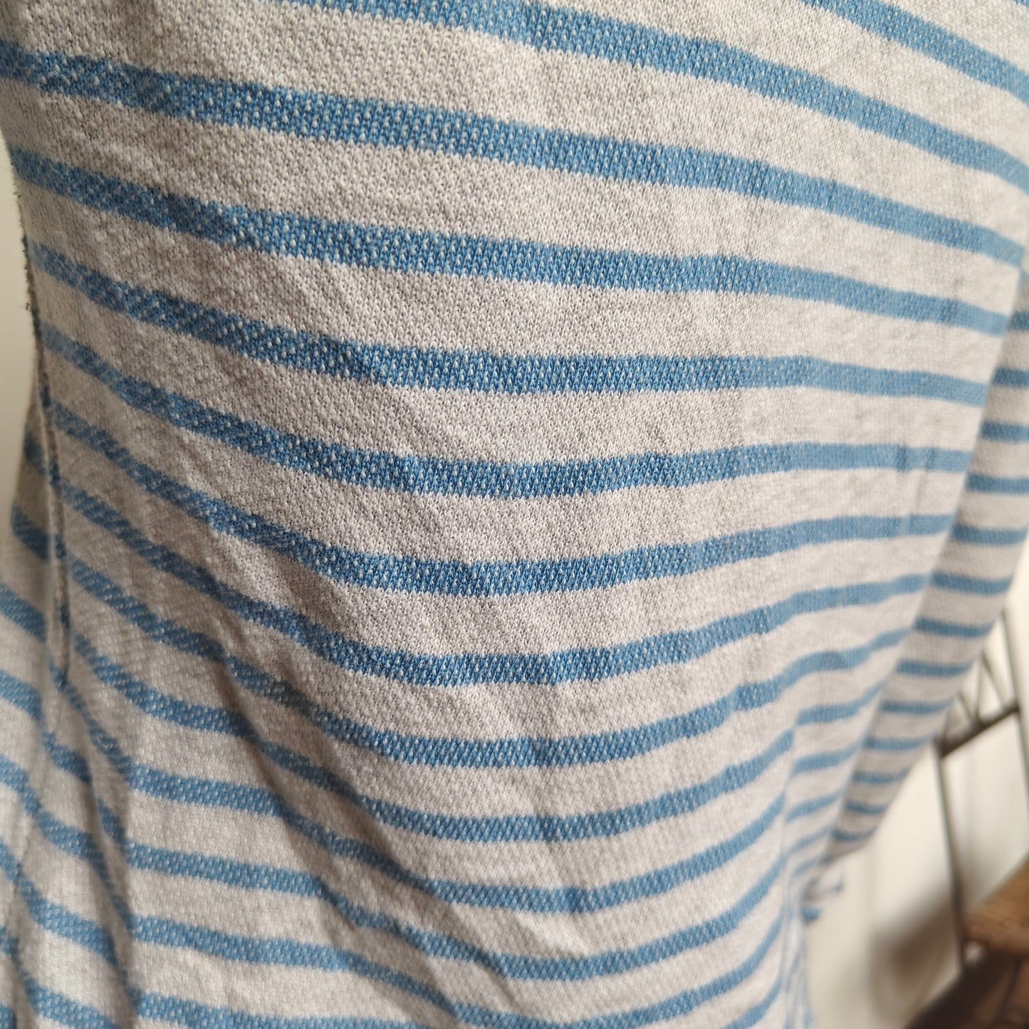 Aerie Blue Stripe Henley Waffle Knit Pullover Top Women’s Small