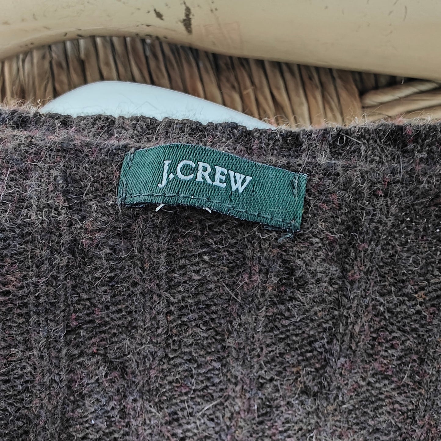 J.Crew Brown Cable Knit Crewneck Sweater Wool Blend