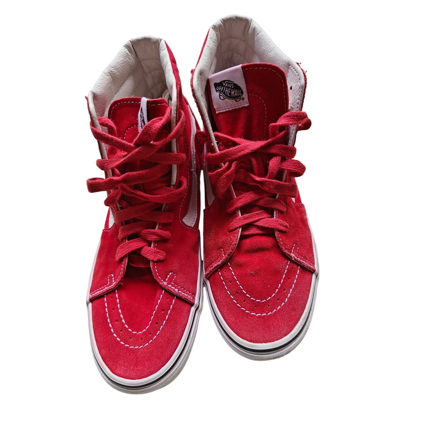 Vans Sk8-Hi Red Suede White Stripe High Top Skate Sneakers Men’s 9.5 Women’s 10
