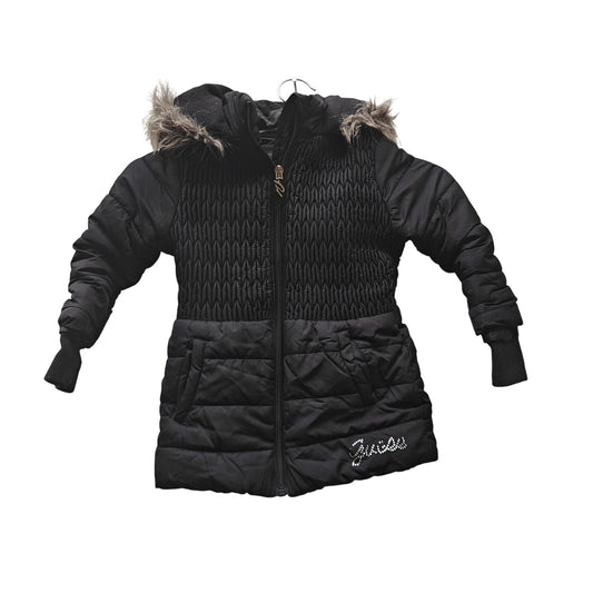 GUESS Girls Black Puffer Jacket Faux-Fur Hood Quilted Warm Winter Coat