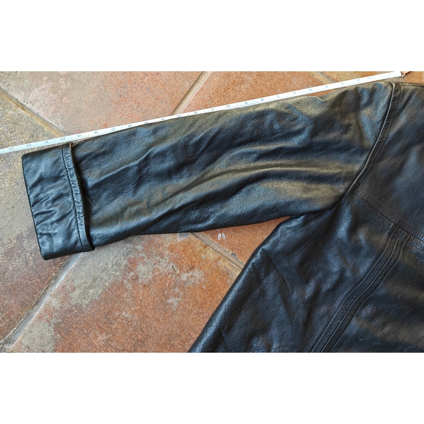 Winlit New York Genuine Leather Car Coat Black Button Front Quilted Lined Jacket (Vintage/90s)