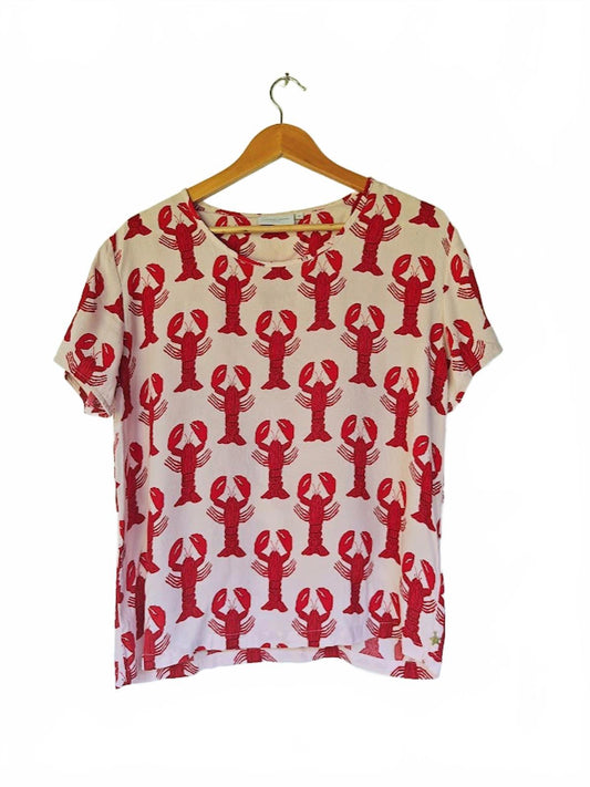 Fabienne Chapot Pink and Red Lobster Blouse - Size M