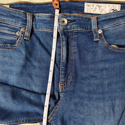 Rag & Bone High-Rise Ankle Skinny Jeans Distressed Blue Denim Women’s 28