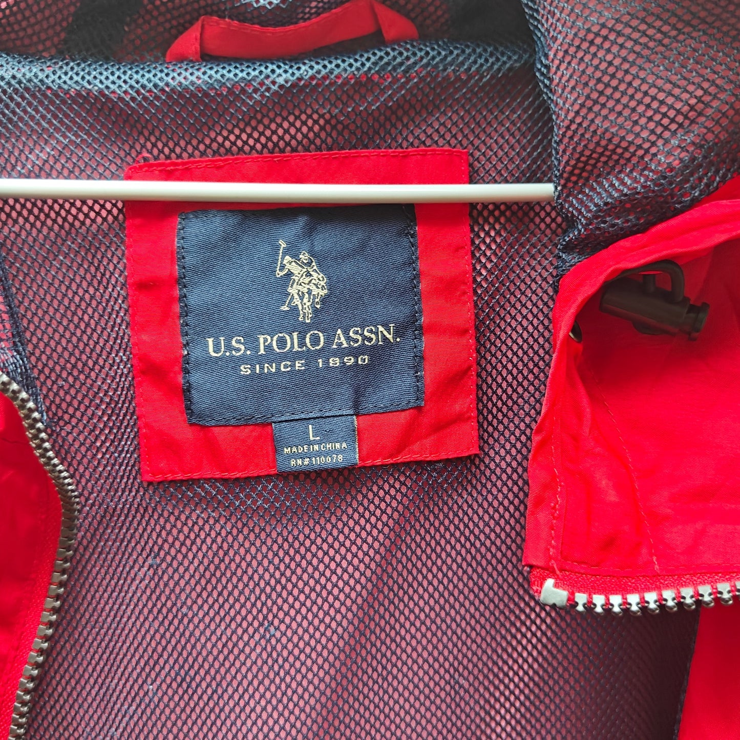 U.S. Polo Assn. Colorblock Hooded Windbreaker Jacket Red/Navy