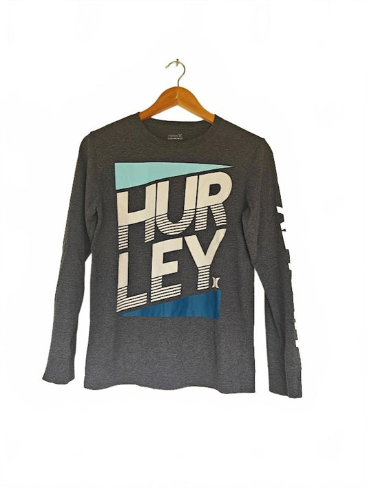 Hurley Boys Gray Long Sleeve Logo T-Shirt Size M