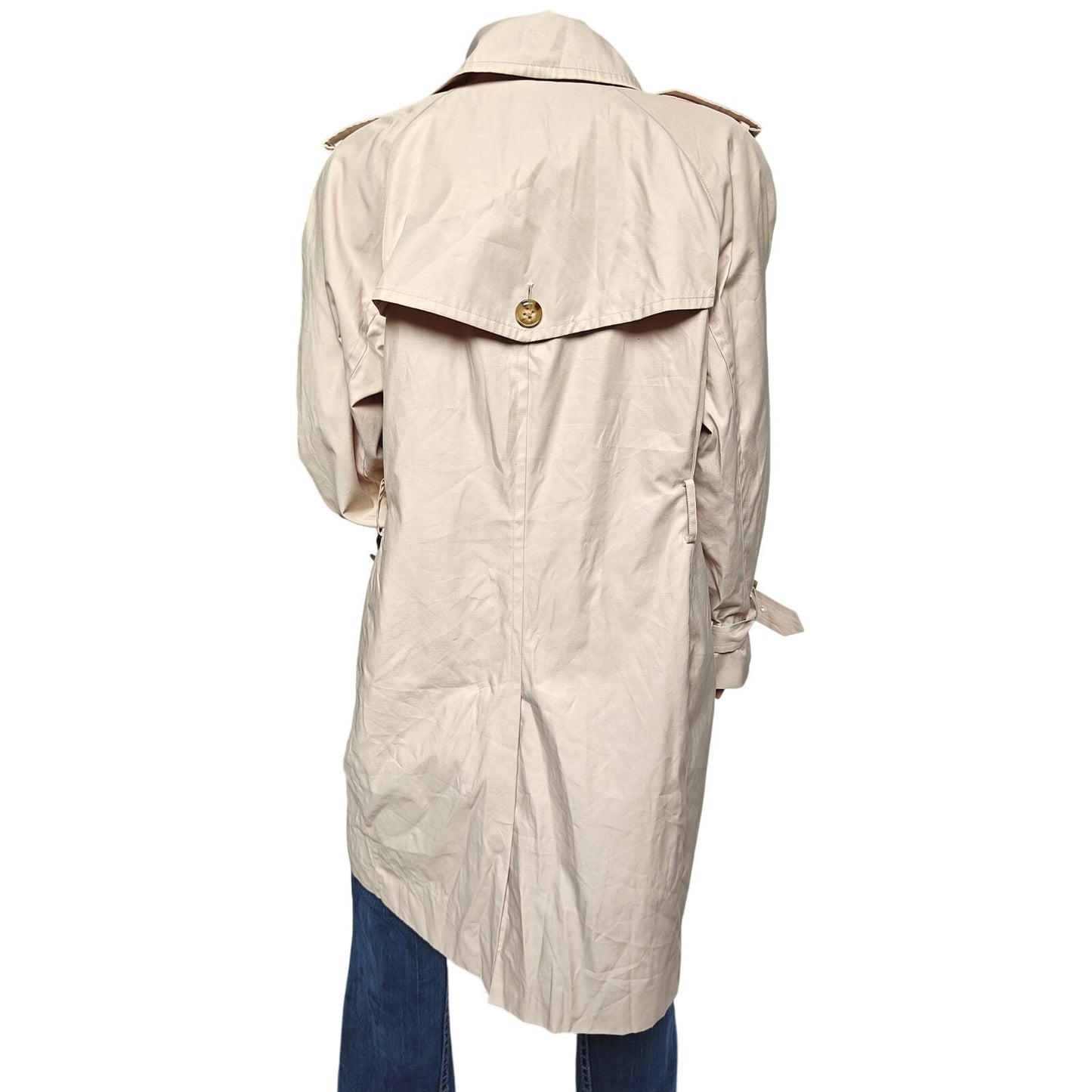 London Fog 1X Trench Coat Beige Double-Breasted Classic Raincoat