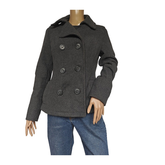 Aéropostale Wool-Blend Peacoat Gray Double-Breasted Women’s Medium