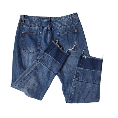 PrettyLittleThing Distressed High Waist Blue Mom Jeans Women’s Size 14