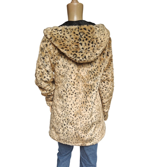 Forever 21 Faux Fur Leopard Print Hooded Coat – NWT, Women’s Small