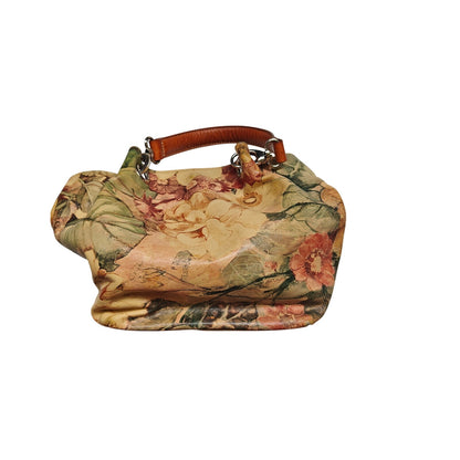 Maurizio Taiuti Made in Italy Floral-Print Leather Hobo Shoulder Bag – Yellow/Multi, Boho Slouchy Tote