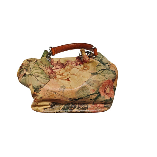 Maurizio Taiuti Made in Italy Floral-Print Leather Hobo Shoulder Bag – Yellow/Multi, Boho Slouchy Tote