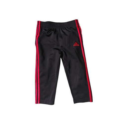 Adidas Toddler Track Pants 18M Black Red 3-Stripes Tricot Elastic Waist