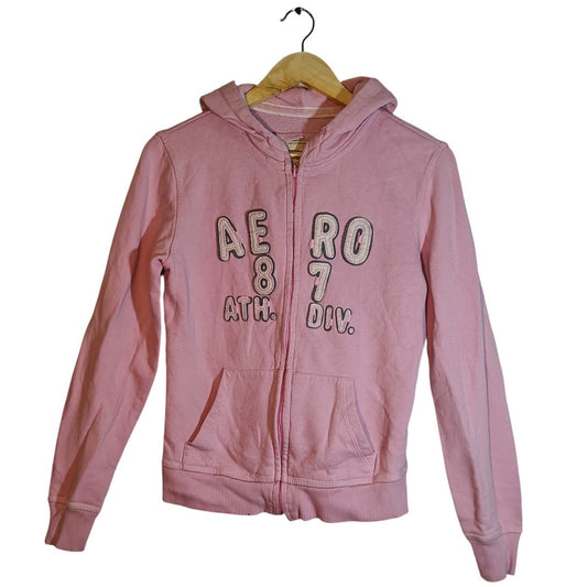 Aeropostale Pink Zip Hoodie Stitched Logo AE 87 Athletic Div Womens LG