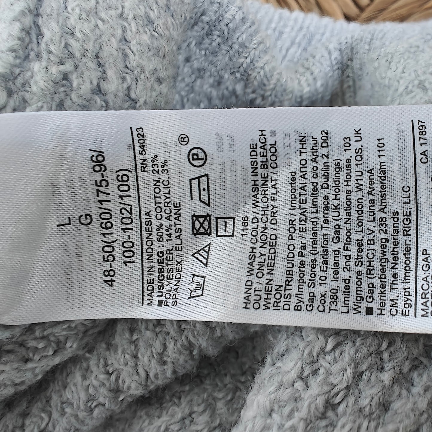 GAP Gray Waffle-Knit Crewneck Sweater Women’s L, Cotton-Blend Cozy