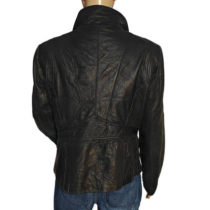 Kenneth Cole Reaction Black Leather Moto Jacket Women’s Large
