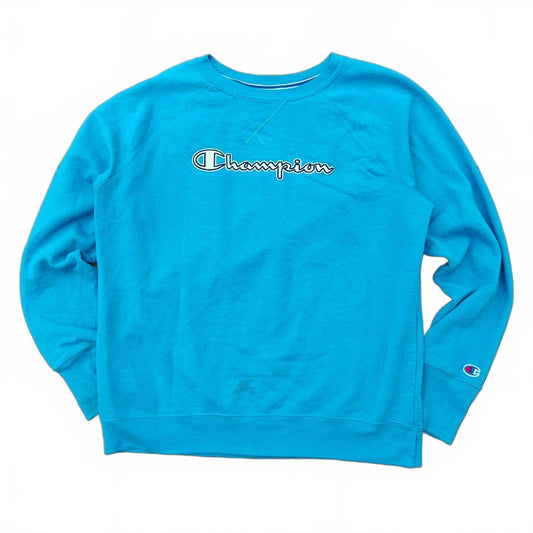 Champion Blue Crewneck Sweatshirt Men’s Large Athletic Pullover Vintage Look