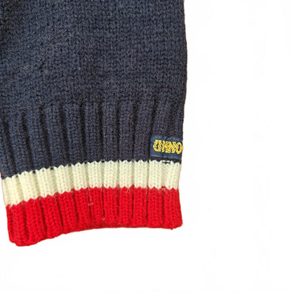 Vintage Unno Sport Ski Sweater Navy Red White Stripe Retro 80s 90s Style