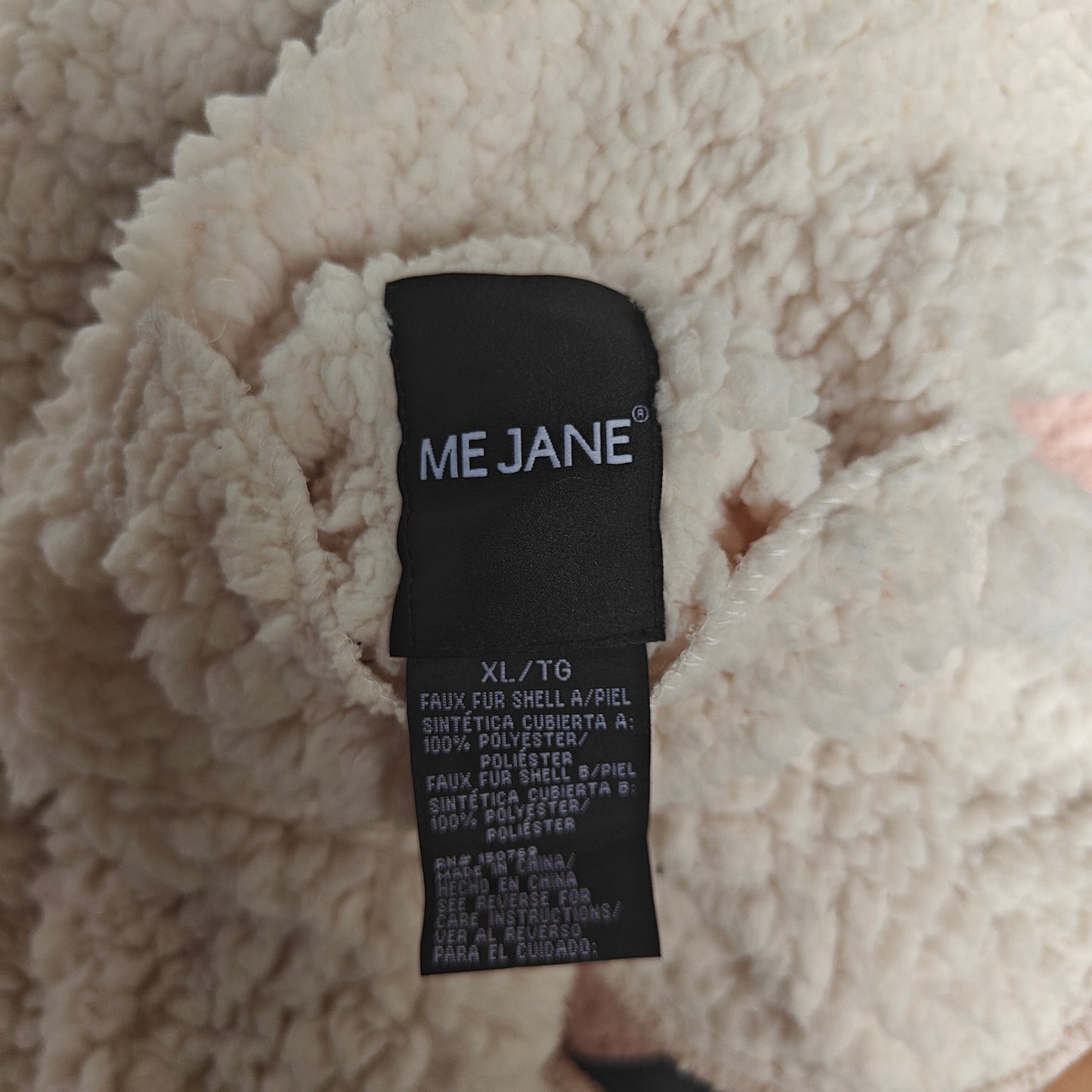 Me Jane Reversible Sherpa Teddy Coat Hoodie XL – Blush Pink / Cream, Cozy Faux-Fur Jacket with Hood & Pockets