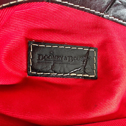 Dooney & Bourke Black Croc Embossed Medicine Bag Leather Satchel Red Lining