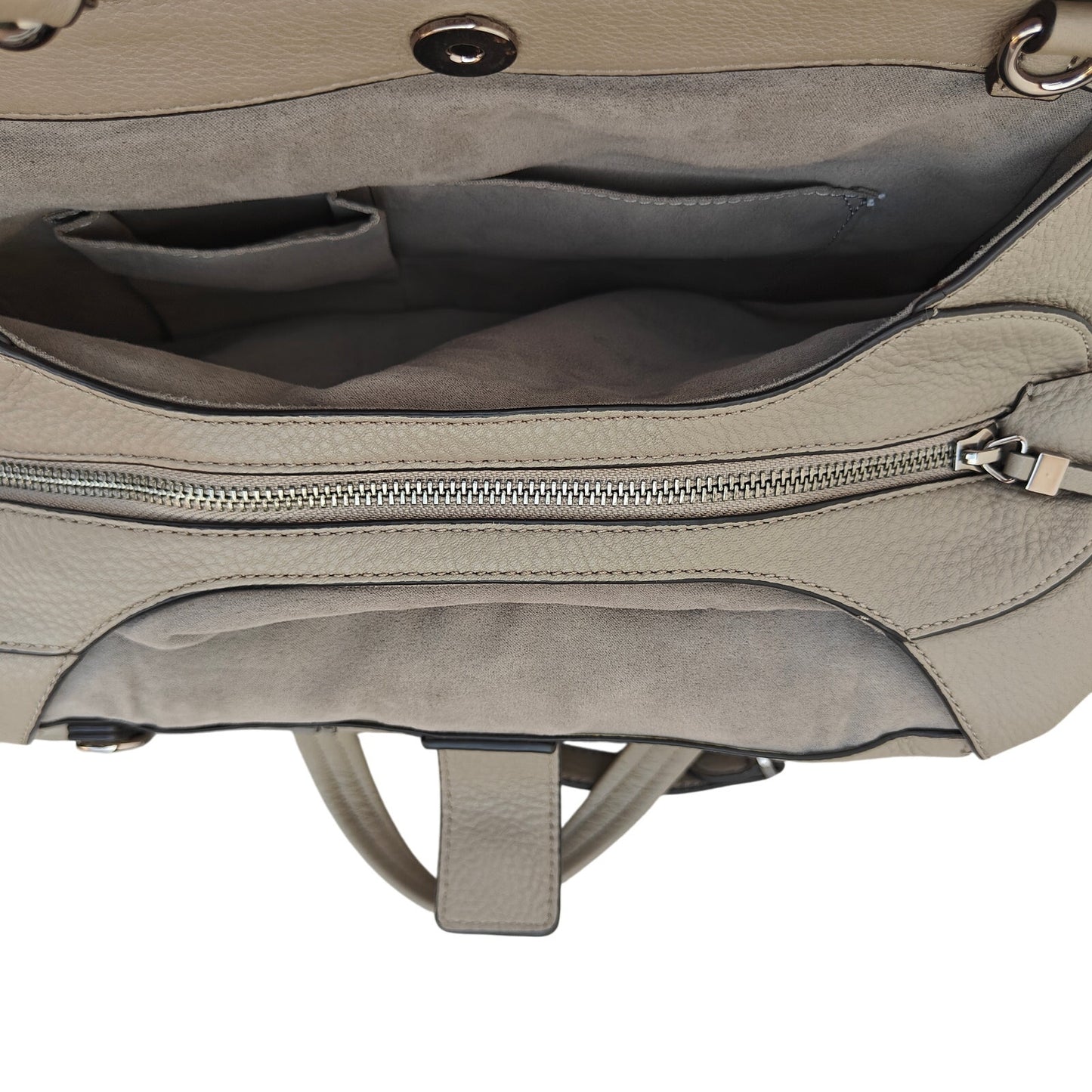 Vince Camuto snake-embossed leather satchel crossbody in taupe