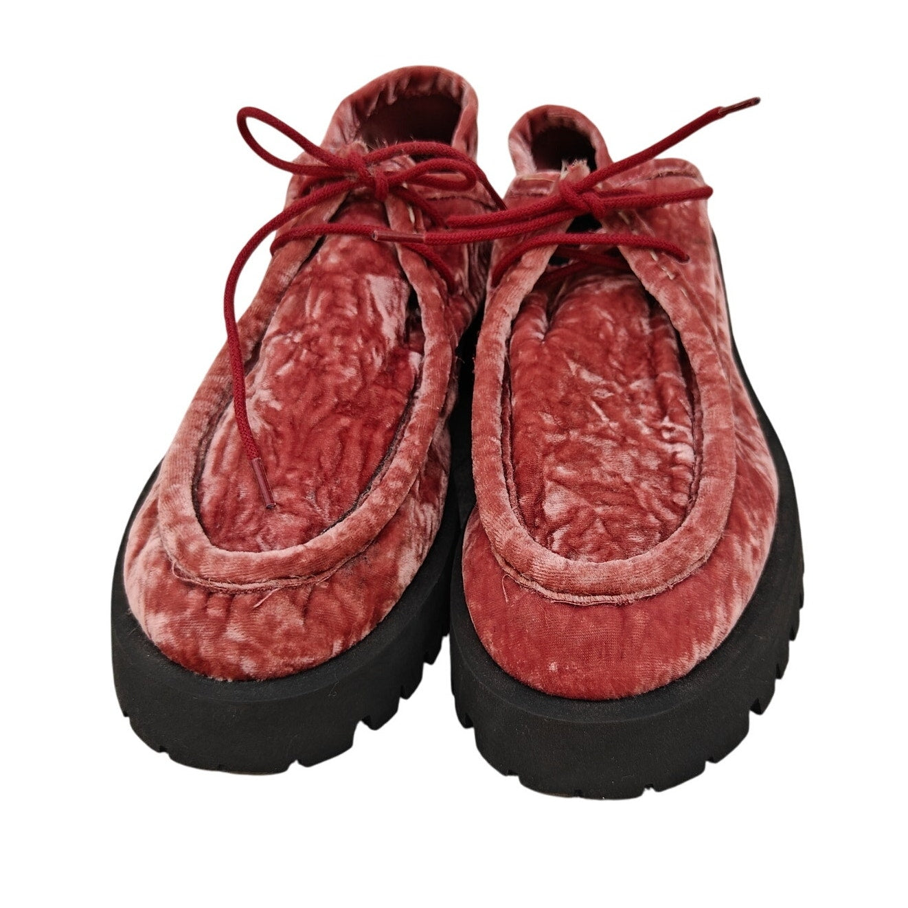 Free People Crushed Velvet Lace-Up Moccasins Pink EU 40 (US 9)
