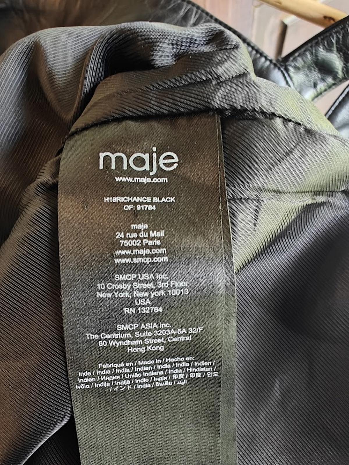 Maje Black Leather Dress with Front Pockets - Size 1