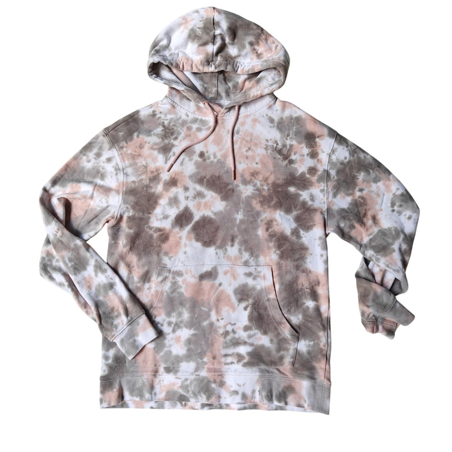 RSQ Tie Dye Hoodie Sweatshirt XS Pink Gray White Pullover Casual Cozy Soft