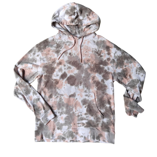 RSQ Tie Dye Hoodie Sweatshirt XS Pink Gray White Pullover Casual Cozy Soft