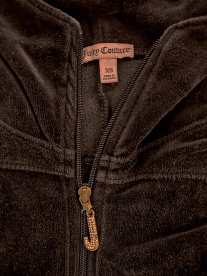 Juicy Couture Velour Black Zip-Up Hoodie - Size XS