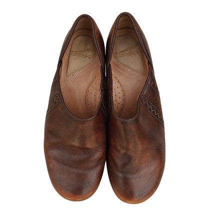 Dansko brown leather slip-on comfort heels, woven detail EU 40