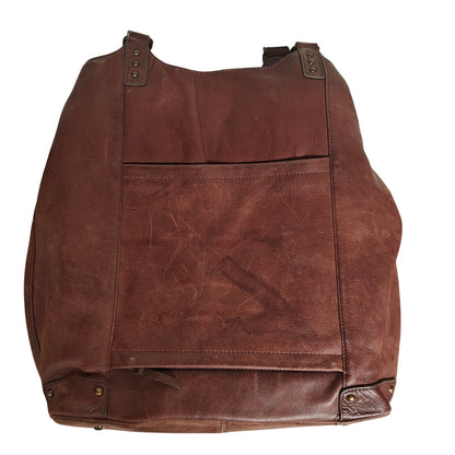 Solo Leather Tote Bag Brown Shoulder Work Laptop Carryall with Front Pocket