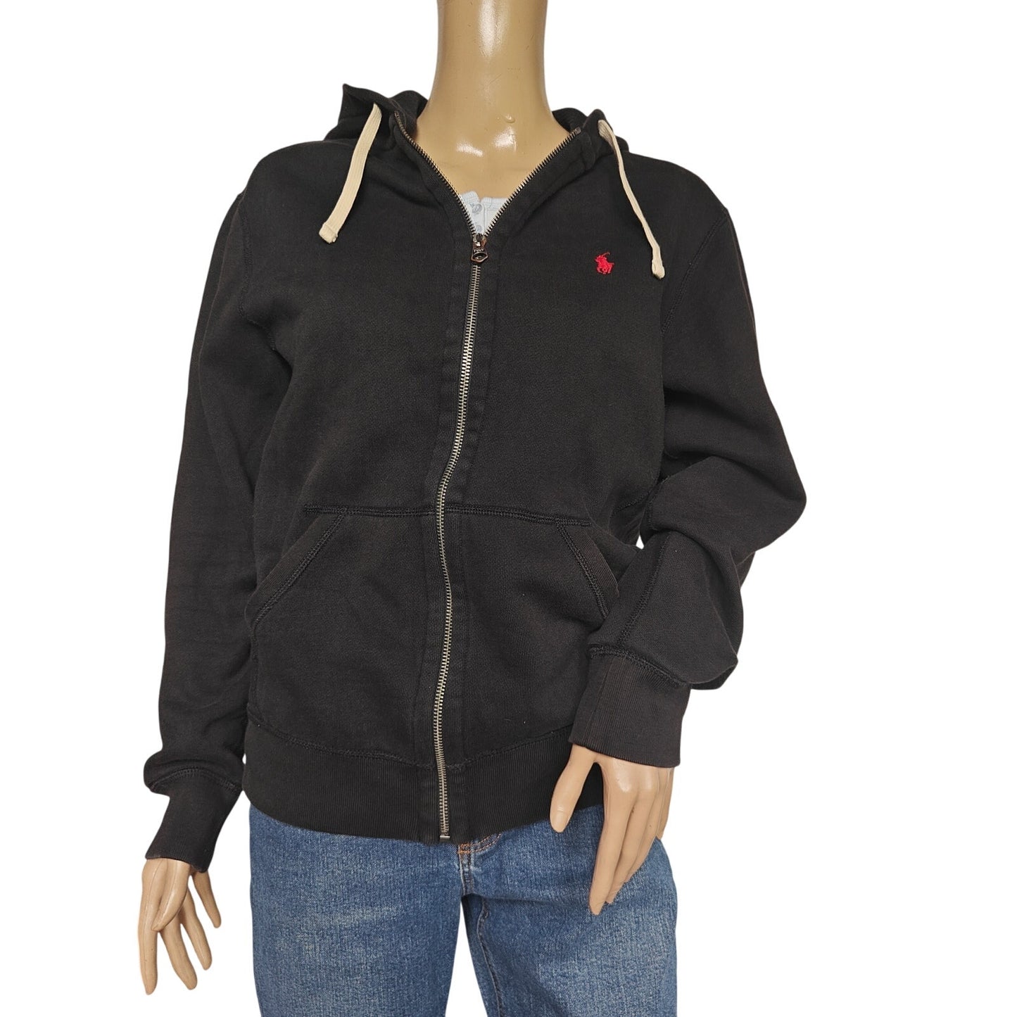 Polo Ralph Lauren black zip hoodie S small red pony logo sweatshirt