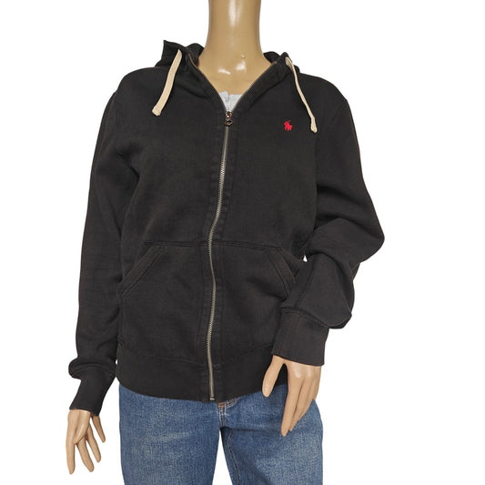 Polo Ralph Lauren black zip hoodie S small red pony logo sweatshirt