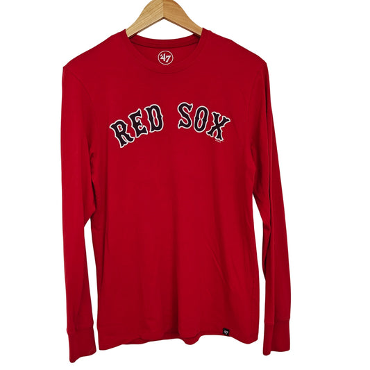 47 Brand Boston Red Sox Red Long Sleeve Shirt Big B Logo Mens Small