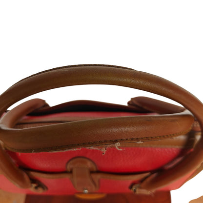 Dooney & Bourke All Weather Leather Satchel – Red Pebbled w/ British Tan Trim, Zip-Top, Vintage 80s/90s