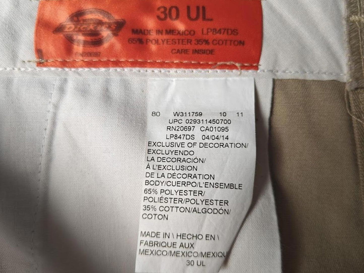 Dickie's Flat Front Cargo Pants (Cropped) - Size 30 UL