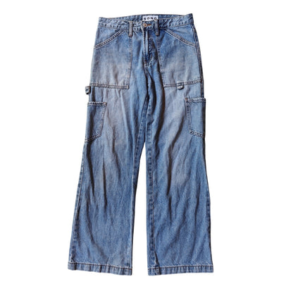 Y2K SONG Carpenter Jeans Women’s 7/26 Light Wash Utility Cargo Pockets