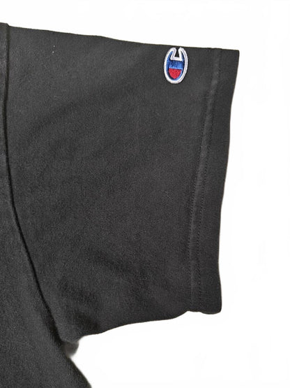 Champion Black Crop Tee With Pink/Blue Patch - Size M