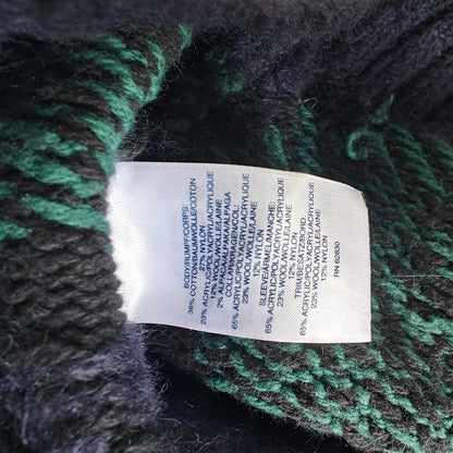 Lands’ End 1X Plaid Cowl-Neck Poncho Sweater Navy/Green Tartan