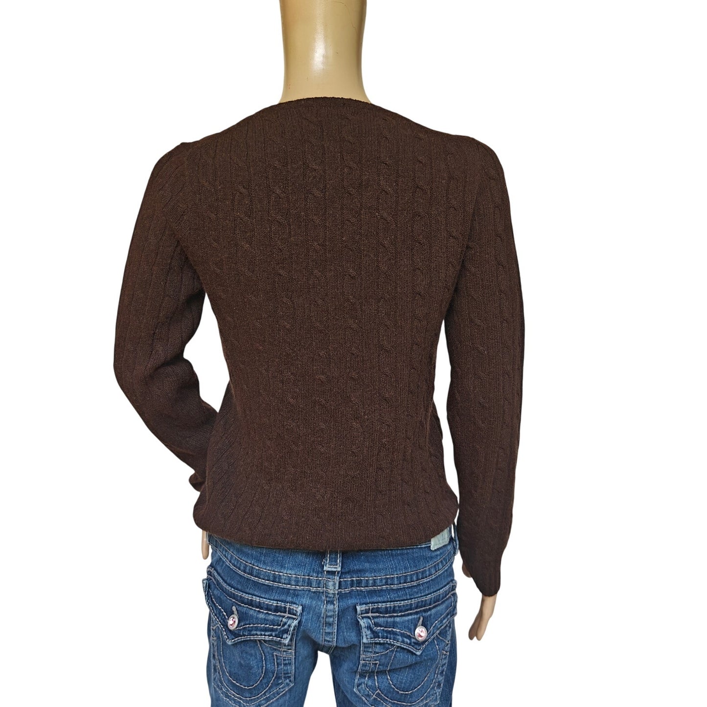 J.Crew Brown Cable Knit Crewneck Sweater Wool Blend