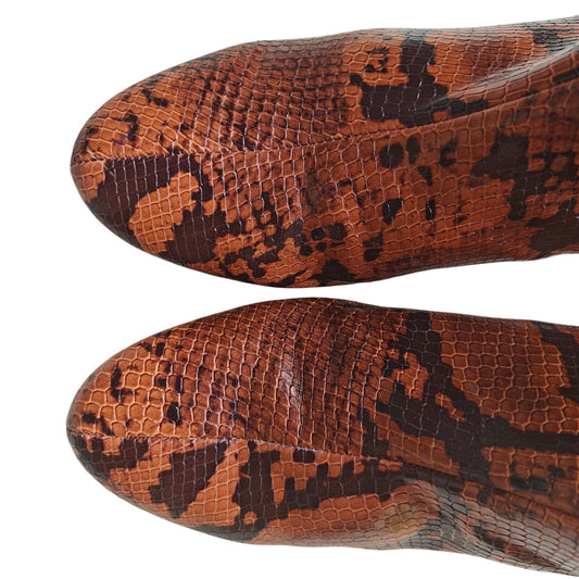 Urban Outfitters Snake Print Block Heel Ankle Boots Brown Black Size 9