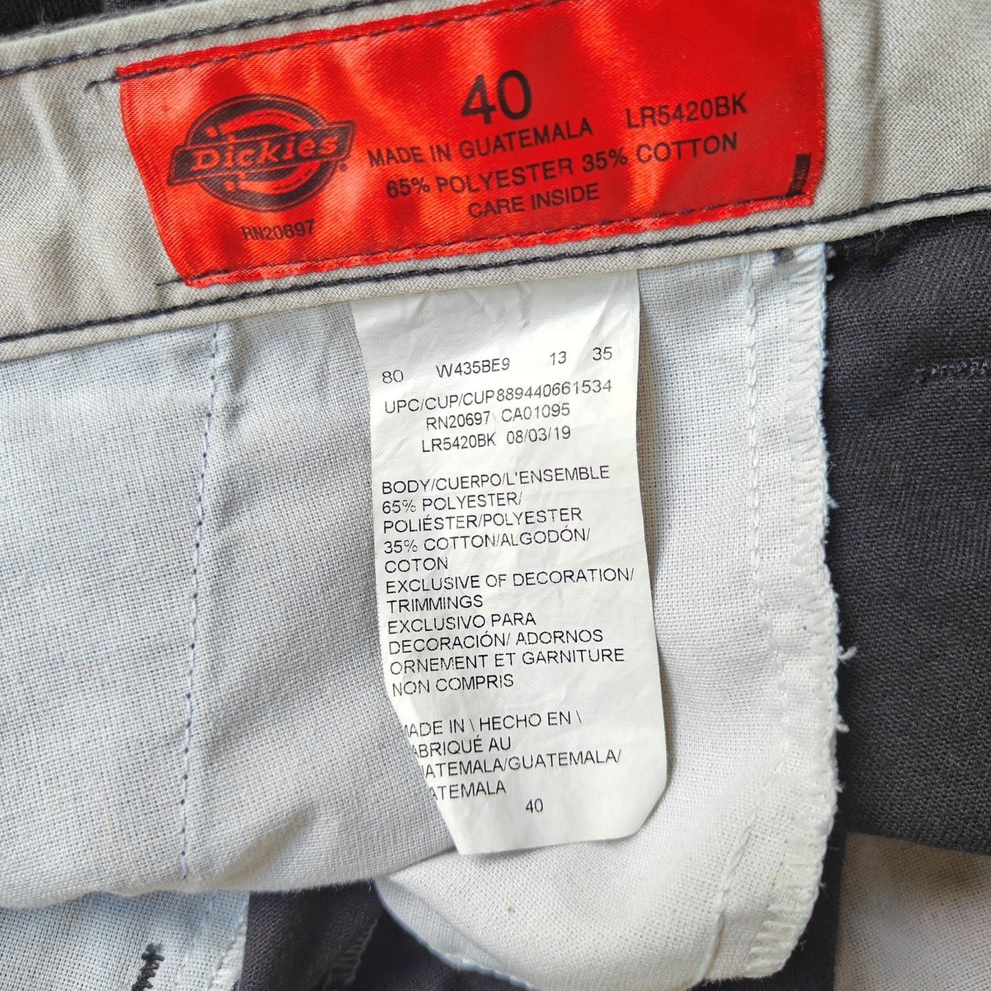 Dickies Men’s Cargo Work Shorts Black Size 40 LR5420BK – 13" Inseam, Loose Fit Utility Pockets